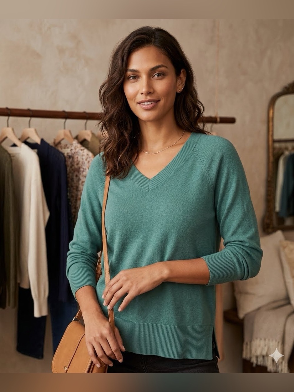 Lucky Brand Sea Pine V-Neck Raglan Lightweight Pullover Sweater Women’s XS